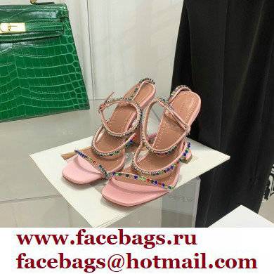 Amina Muaddi Heel 9.5cm Crystals Gilda Sandals Satin Pink 2022