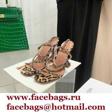 Amina Muaddi Heel 9.5cm Crystals Gilda Sandals Tiger Print 2022