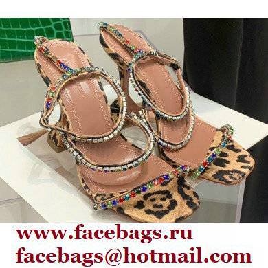 Amina Muaddi Heel 9.5cm Crystals Gilda Sandals Tiger Print 2022