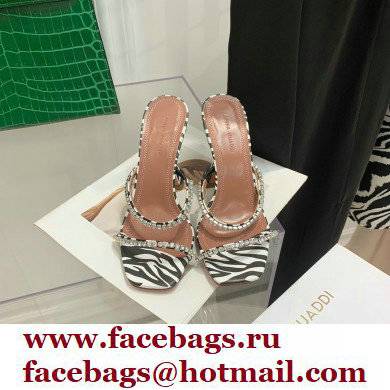 Amina Muaddi Heel 9.5cm Crystals Gilda Slippers Leopard Print 2022