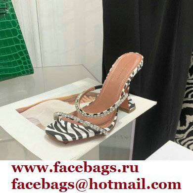 Amina Muaddi Heel 9.5cm Crystals Gilda Slippers Leopard Print 2022