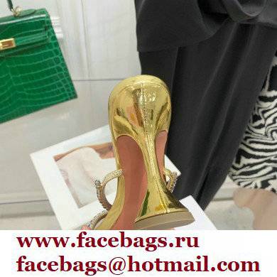 Amina Muaddi Heel 9.5cm Crystals Gilda Slippers Patent Gold 2022