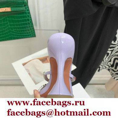 Amina Muaddi Heel 9.5cm Crystals Gilda Slippers Patent Lavender 2022