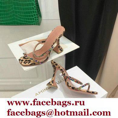 Amina Muaddi Heel 9.5cm Crystals Gilda Slippers Tiger Print 2022