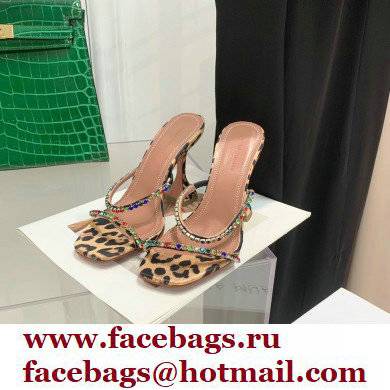 Amina Muaddi Heel 9.5cm Crystals Gilda Slippers Tiger Print 2022