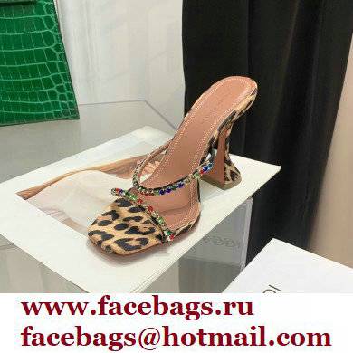 Amina Muaddi Heel 9.5cm Crystals Gilda Slippers Tiger Print 2022