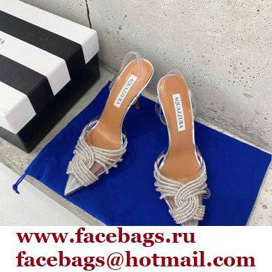 Aquazzura Heel 10cm PVC Gatsby Sling Slingback Pumps Silver 2022