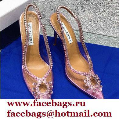 Aquazzura Heel 10cm PVC Seduction Crystal Pumps Pink 2022