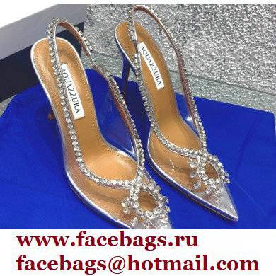 Aquazzura Heel 10cm PVC Seduction Crystal Pumps Silver 2022