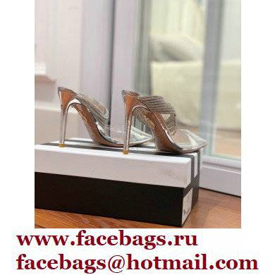 Aquazzura Heel 8.5cm/10cm PVC Instinct Crystal Mules Silver 2022