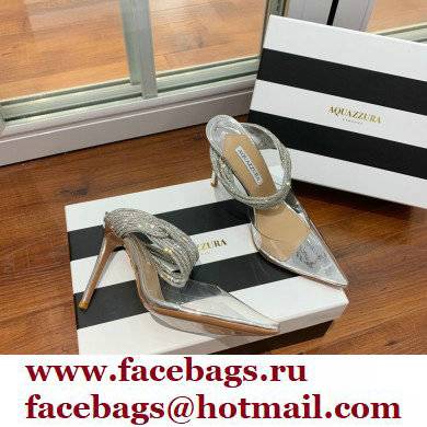 Aquazzura Heel 8.5cm/10cm PVC Instinct Crystal Mules Silver 2022