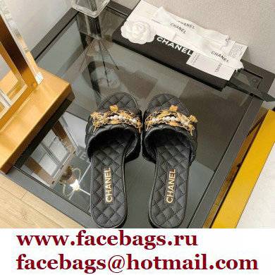 Chanel Chain Lambskin and Jewelry Flat Mules Black 2022