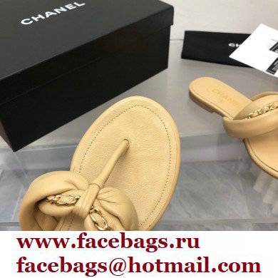 Chanel Chain Lambskin and Metal Thong Sandals G38210 Beige 2022