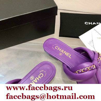 Chanel Chain Lambskin and Metal Thong Sandals G38210 Purple 2022