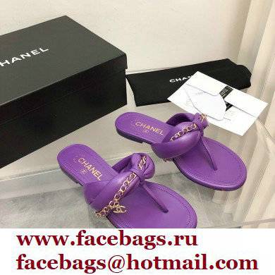 Chanel Chain Lambskin and Metal Thong Sandals G38210 Purple 2022