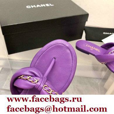 Chanel Chain Lambskin and Metal Thong Sandals G38210 Purple 2022