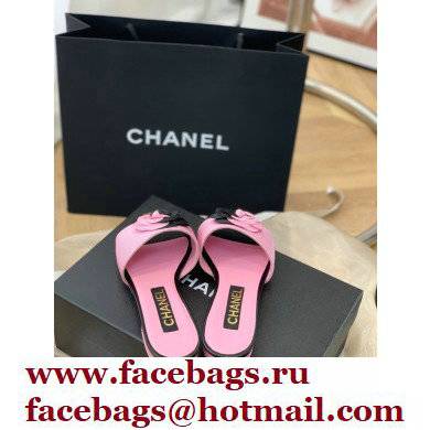 Chanel Grosgrain Camellia Mules Pink/Black 2022