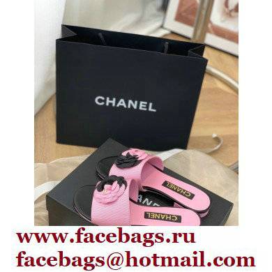 Chanel Grosgrain Camellia Mules Pink/Black 2022