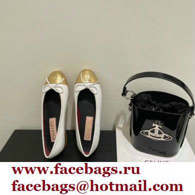 Chanel Grosgrain and Laminated Calfskin Ballerinas G38678 White/Gold 2022