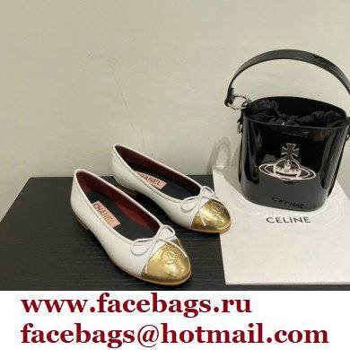 Chanel Grosgrain and Laminated Calfskin Ballerinas G38678 White/Gold 2022