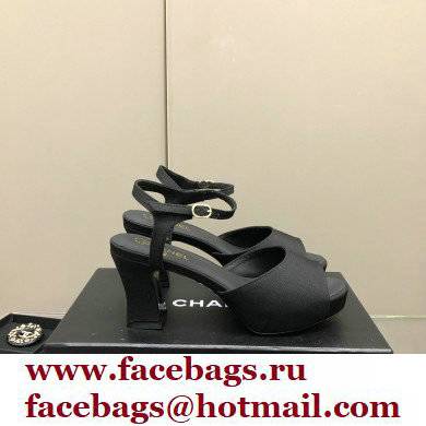 Chanel Heel Platform Sandals G38958 Grosgrain Black 2022