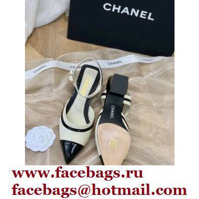 Chanel Lambskin and Patent Calfskin Open Shoes Pumps G38846 White 2022