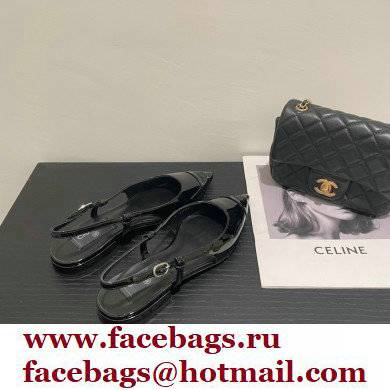 Chanel Open Shoes G38731 Patent Black 2022