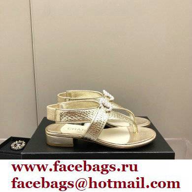 Chanel Pearl CC Logo Thong Sandals Gold 2022