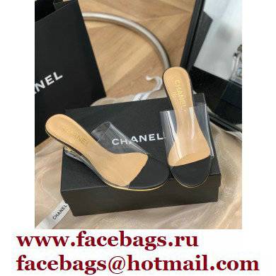 Chanel Transparent PVC Wedge Mules Black 2022