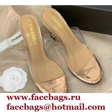 Chanel Transparent PVC Wedge Mules Gold 2022