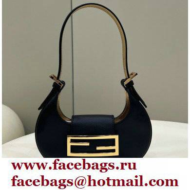 Fendi leather Cookie Mini Hobo Bag Black 2022