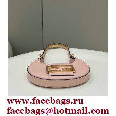 Fendi leather Cookie Mini Hobo Bag Pale Pink 2022