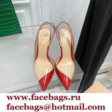 Gianvito Rossi Heel 10.5cm PLEXI PVC and Patent leather Slingback Pumps Red 2022