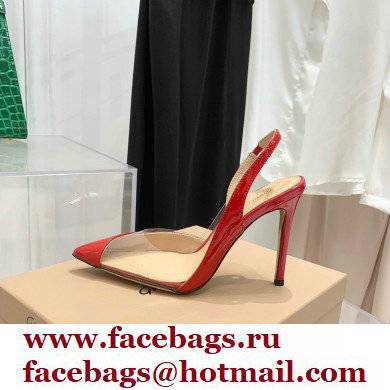 Gianvito Rossi Heel 10.5cm PLEXI PVC and Patent leather Slingback Pumps Red 2022