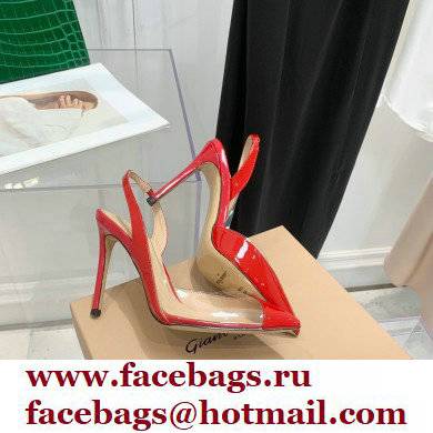 Gianvito Rossi Heel 10.5cm PLEXI PVC and Patent leather Slingback Pumps Red 2022