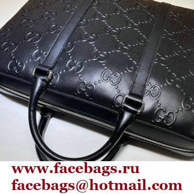 Gucci GG embossed briefcase bag 658573 Black 2022