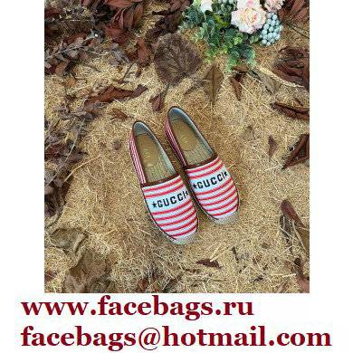 Gucci Star Stripe print Cotton Canvas Espadrilles Red 2022