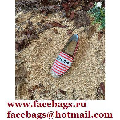 Gucci Star Stripe print Cotton Canvas Espadrilles Red 2022