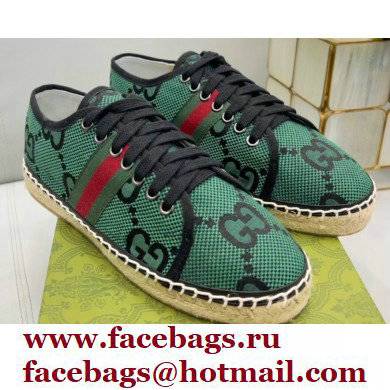 Gucci maxi GG Canvas Espadrilles Green with Web 2022