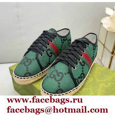 Gucci maxi GG Canvas Espadrilles Green with Web 2022