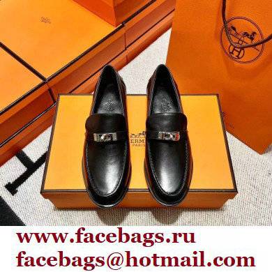 Hermes Leather kelly Loafers BLACK