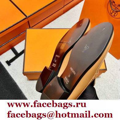 Hermes Leather kelly Loafers TAN