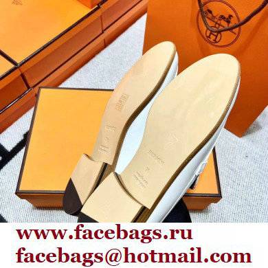 Hermes Leather kelly Loafers WHITE