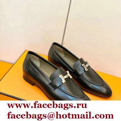 Hermes Leather royal Loafers Black/gray