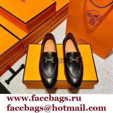 Hermes Leather royal Loafers Black/orange