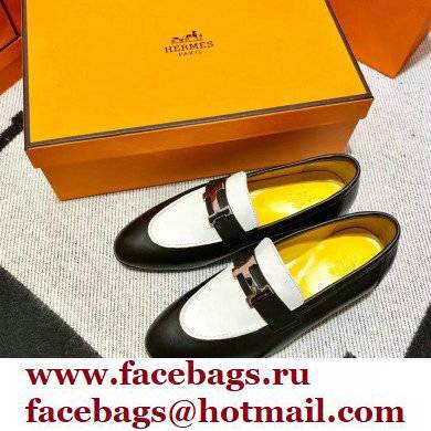 Hermes Leather royal Loafers Black/white/yellow