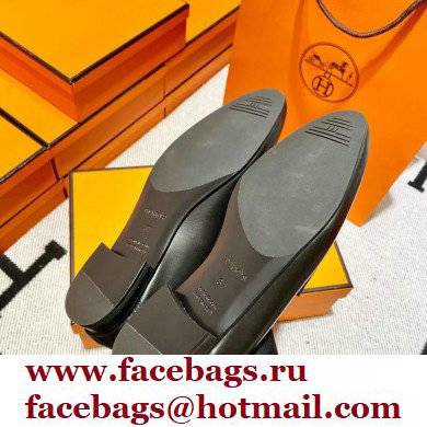 Hermes Leather royal Loafers Black/white/yellow