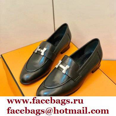 Hermes Leather royal Loafers Black