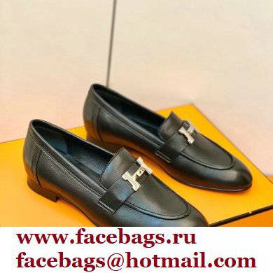 Hermes Leather royal Loafers Black