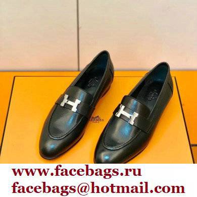 Hermes Leather royal Loafers Black